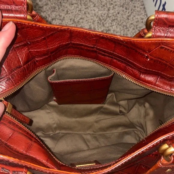 Maxx New York Croc-Embossed Red Shoulder Bag